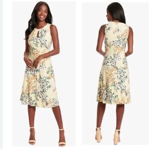 London Style Collection yellow floral midi dress